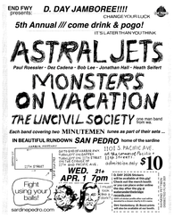 4/1/26 D. DAY JAMBOREE #5 / Astral Jets / Monsters On Vacation / The Uncivil Society